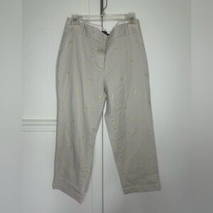 Talbots heritage khaki tan embroidered lemons capri pants size 8